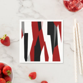 Serviette En Papier Rouge noir et blanc abstrait