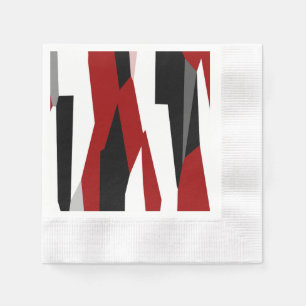 Serviette En Papier Rouge noir et blanc abstrait