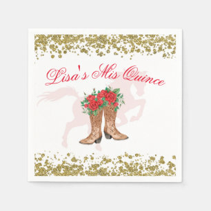Serviette En Papier Rouge Rose Mexicaine Mis Quince Napkins