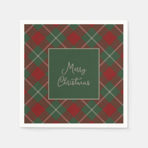 Serviette En Papier Rouge rustique et Tartan vert Plaid Noël