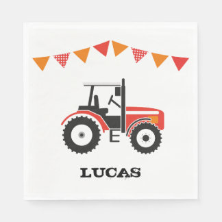Serviette En Papier Rouge Tracteur Anniversaire Papier de fête Naples