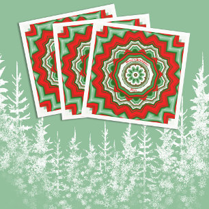 Serviette en papier rouge/vert à motif zig zag pou