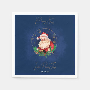 Serviette En Papier Rouge Vert Bleu Élégant Vintage Joyeux Noël