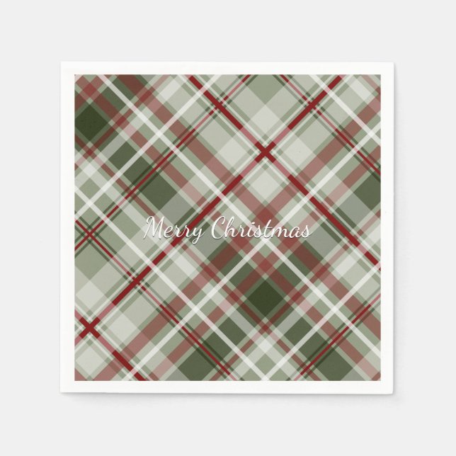 Serviette En Papier rouge vert et blanc Noël plissé (Devant)
