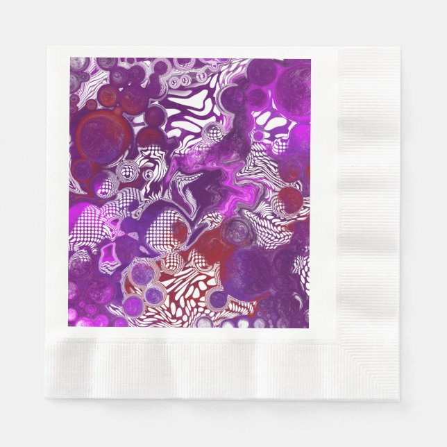 Serviette En Papier Rouge violet Abstrait Marbre moderne Fluid Art (Devant)