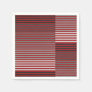 Serviette En Papier Rouges, Gris, Noirs, Rayures Blanches