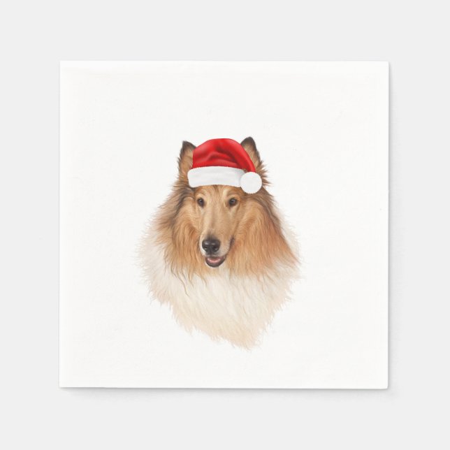 Serviette En Papier Rough Collie A & M Holiday Napkin (Devant)