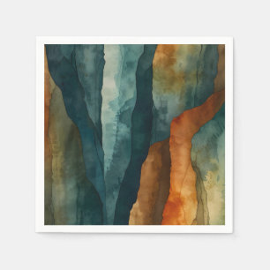 Serviette En Papier Rouille et Turquoise
