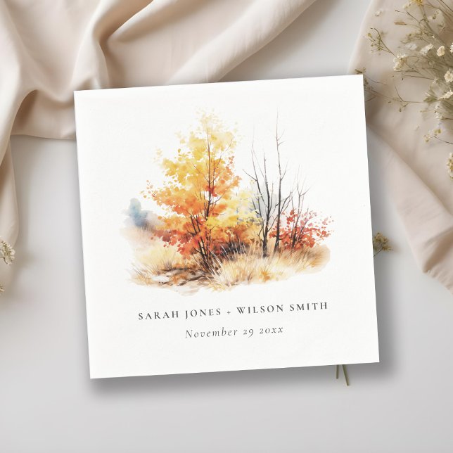 Serviette En Papier Rouille Jaune Automne Automne Paysage Plaid Mariag (Créateur téléchargé)