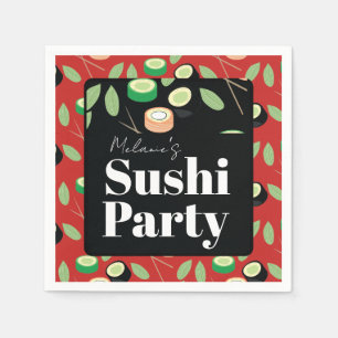 Serviette En Papier Rouleaux de fête de sushi Nom d'anniversaire