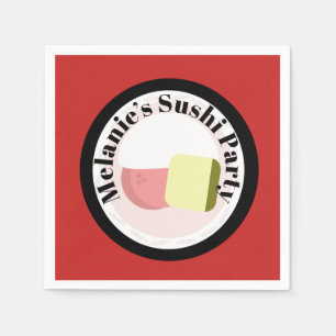 Serviette En Papier Rouleaux de fête de sushi Nom d'anniversaire