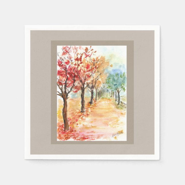 Serviette En Papier Route d'automne (Devant)