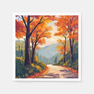 Serviette En Papier Route d'automne Feuilles de feuillage d'automne