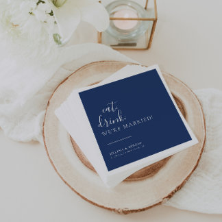 Serviette En Papier Royal Bleu Blanc manger Boire Nous sommes mariés M