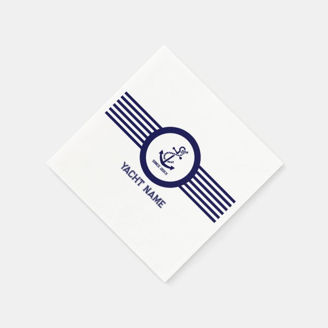 Serviette En Papier Royal bleu nautique ancre rayures serviettes (Coin)