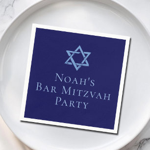 Serviette En Papier Royal Blue Bar Mitzvah Party Star de David