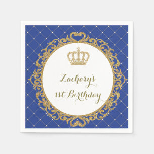 Serviette En Papier Royal Blue Gold Bébé Prince Anniversaire Papier Na