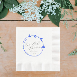 Serviette En Papier Royal Blue Simple Heart Fête des mariées de couron