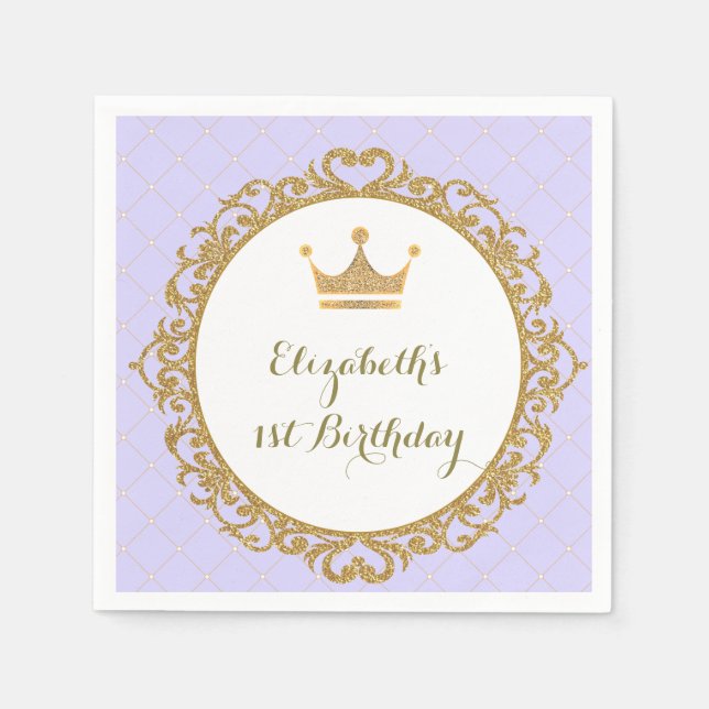 Serviette En Papier Royal Princess Lavender Purple Gold Anniversaire (Devant)