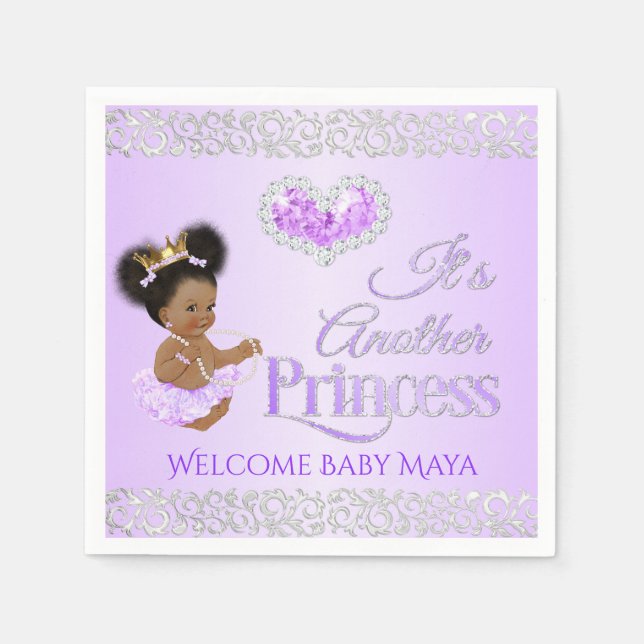 Serviette En Papier Royal Princess Lavender & Silver Diamond Heart (Devant)