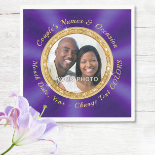 Serviette En Papier Royal Purple, Personnalisé, serviettes avec photo