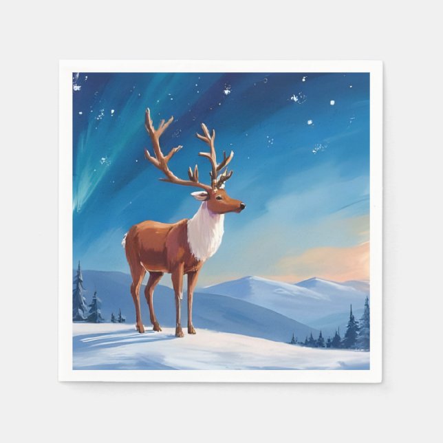 Serviette En Papier Royal Reindeer | Joyeuses fêtes Joyeux Noël (Devant)