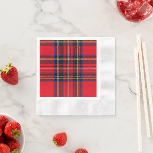 Serviette En Papier Royal Stewart tartan rouge noir plaid