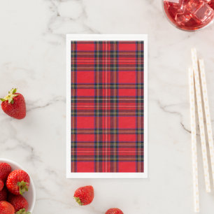 Serviette En Papier Royal Stewart tartan rouge noir plaid