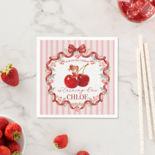 Serviette En Papier Ruban Coquette Cerise Douce Anniversaire Rose Fill