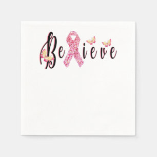 Serviette En Papier Ruban de la Fleur de sensibilisation au cancer du 