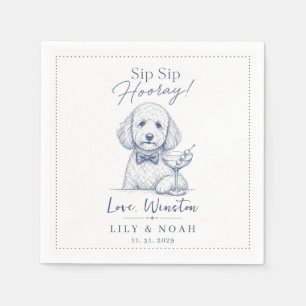Serviette En Papier Ruban de mariage personnalisé Caniche cocktail ble
