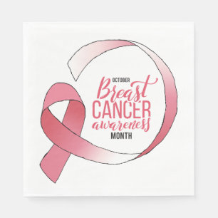 Serviette En Papier Ruban pour cancer du sein rose Dessin du mois de l