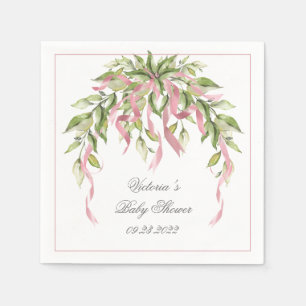 Serviette En Papier Rubans roses Elégant Baby shower personnalisé