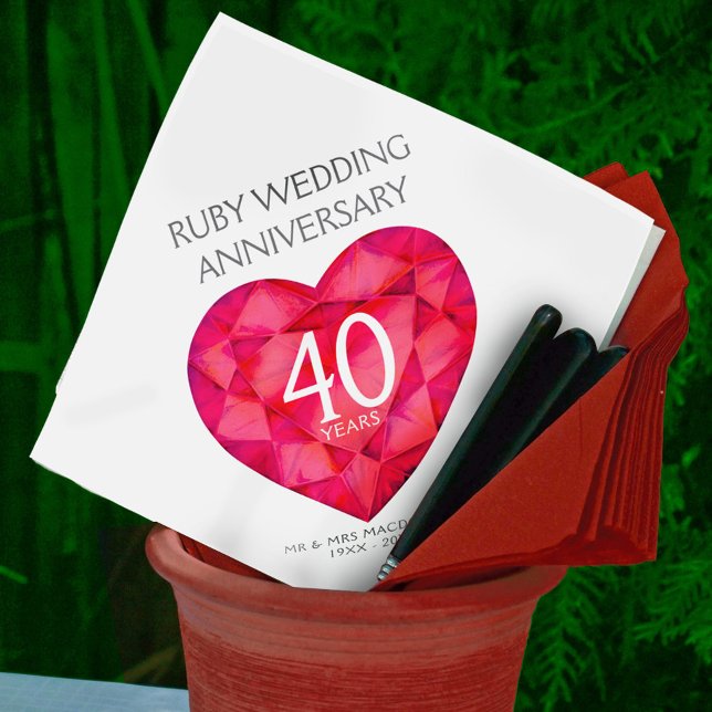 Serviette En Papier Ruby 40ème mariage Anniversaire des serviettes d'a (Créateur téléchargé)