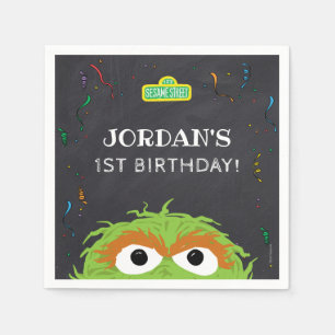 Serviette En Papier Rue Sésame Anniversaire d'Oscar Tableau Noir