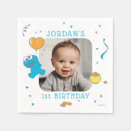 Serviette En Papier Rue Sésame | Cookie Monster 1er anniversaire