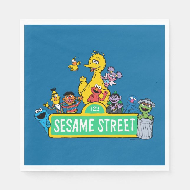 Serviette En Papier Rue Sésame | Couleur complète avec Pals (Devant)