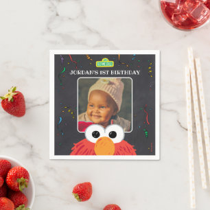 Serviette En Papier Rue Sésame   Elmo Birthday Chalkboard