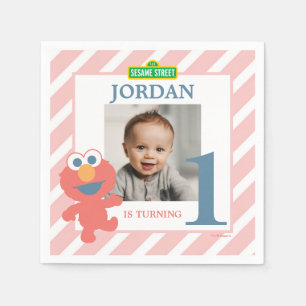 Serviette En Papier Rue Sésame Elmo - Premier Anniversaire Papier Na