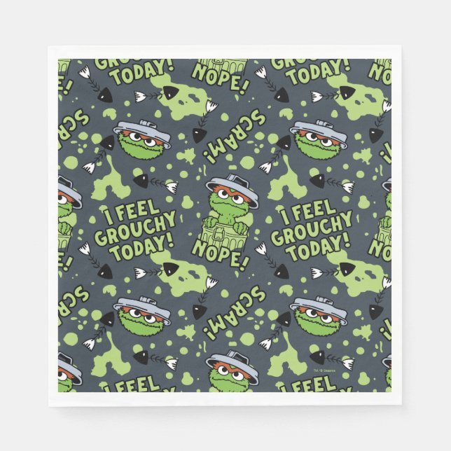 Serviette En Papier Rue Sésame | Oscar the Grouch Phrase Motif (Devant)