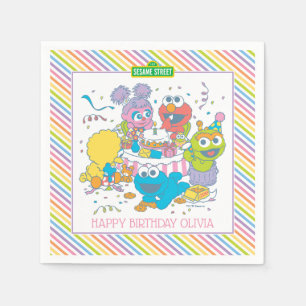 Serviette En Papier Rue Sésame   Premier anniversaire du bébé