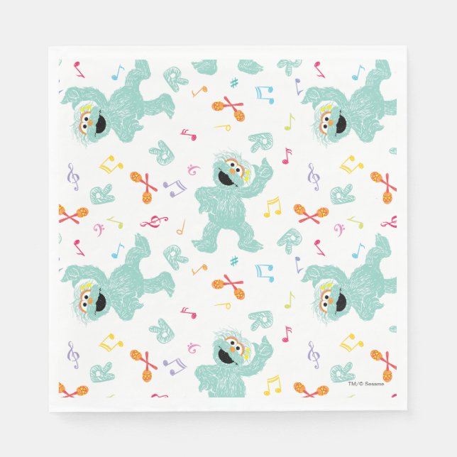 Serviette En Papier Rue Sésame | Rosita Music Scribble Motif (Devant)