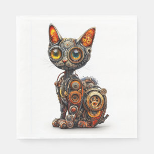 Serviette En Papier Rumeur à Vapeur � Chat Robot Steampunk