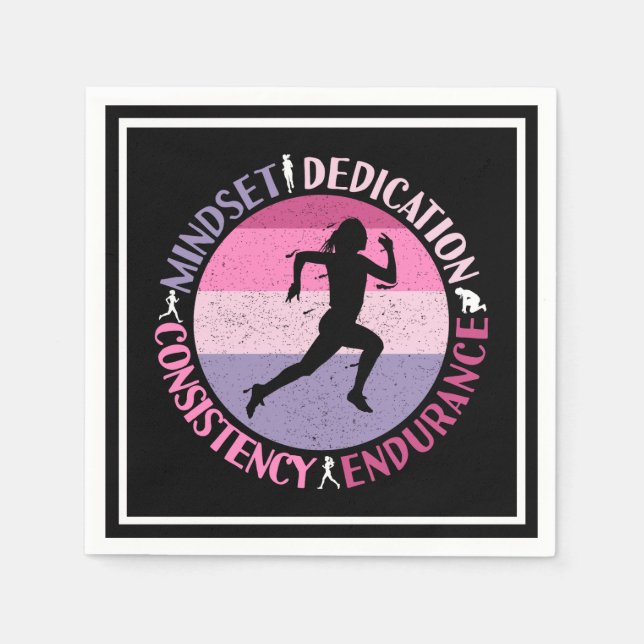 Serviette En Papier Running Mindset - Citation d'endurance de la fille (Devant)