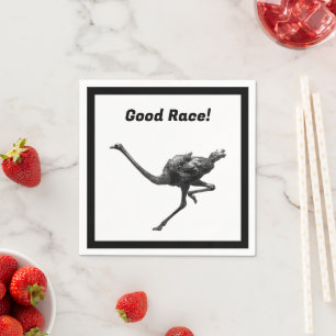 Serviette En Papier Running Ostrich Ink Sketch, Athlete Cool Oiseaux