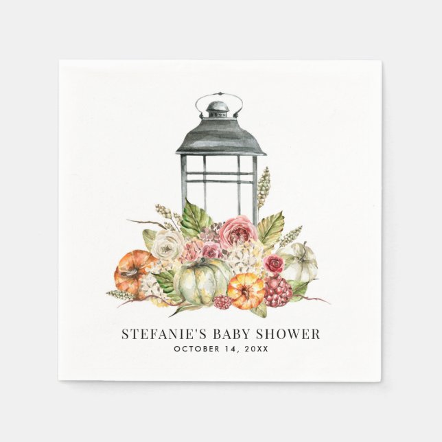 Serviette En Papier Russe Aquarelle Automne Harvest Lanterne Baby show (Devant)