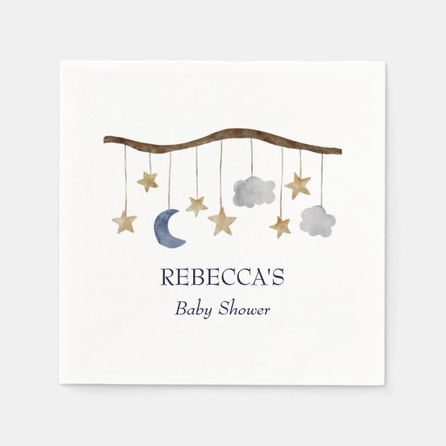 Serviette En Papier Russe Baby shower nuit Sky Mobile (Devant)