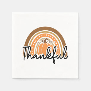 Serviette En Papier Russe Boho Citrouille Rainbow Thankful