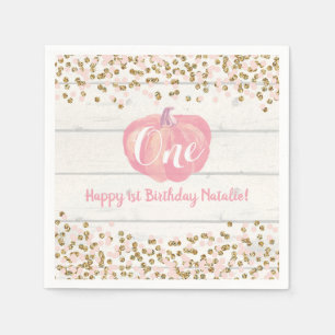 Serviette En Papier Russe Citrouille Automne Premier Anniversaire Fêt