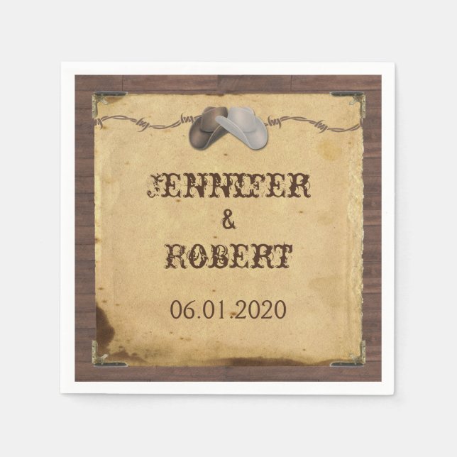 Serviette En Papier Russe Country Cowboy Casquette Mariage Napkin (Devant)